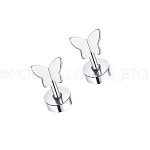 Stainless Steel Butterfly Flat Back Earrings – Cartilage Helix Piercing Jewelry